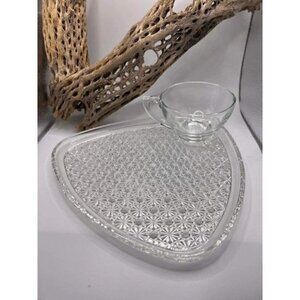 Indiana Glass Daisy and Button Snack Set 1960s